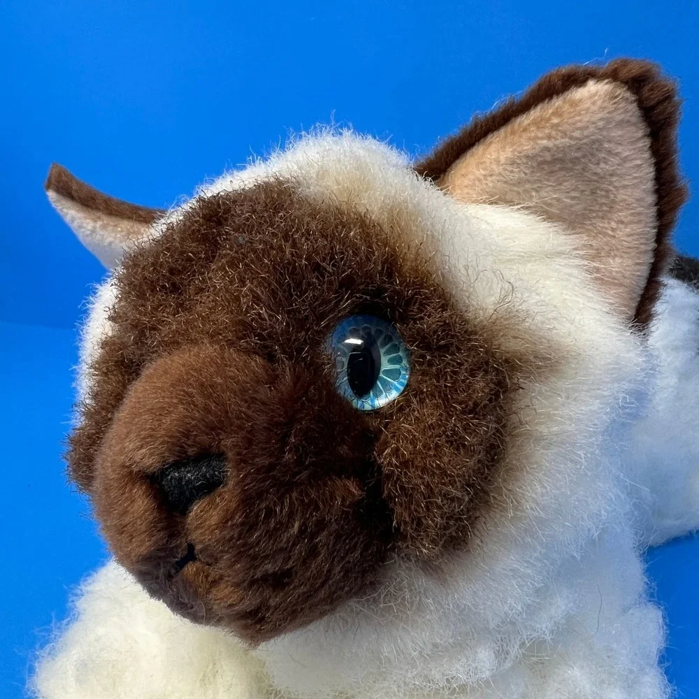 Aurora‎ 12 inch Plush Cat White Brown Siamese Blue Eyes 2015 Hand Made Indonesia